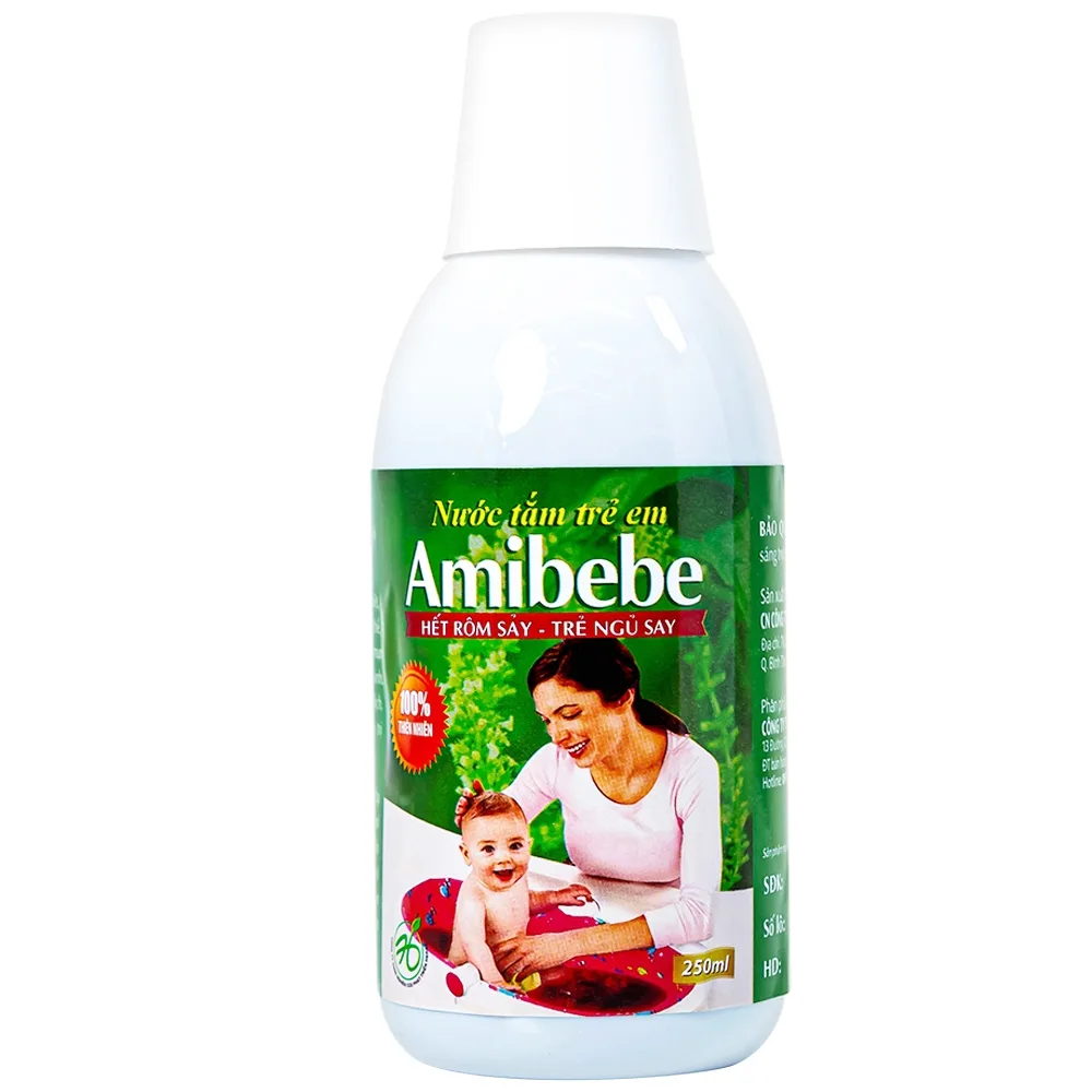 Hình ảnh Nước tắm trẻ em Amibebe Herbe phòng và hỗ trợ điều trị rôm sảy (250ml)