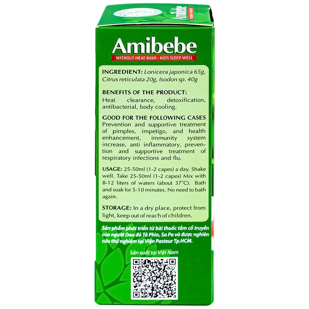 Hình ảnh Nước tắm trẻ em Amibebe Herbe phòng và hỗ trợ điều trị rôm sảy (250ml)