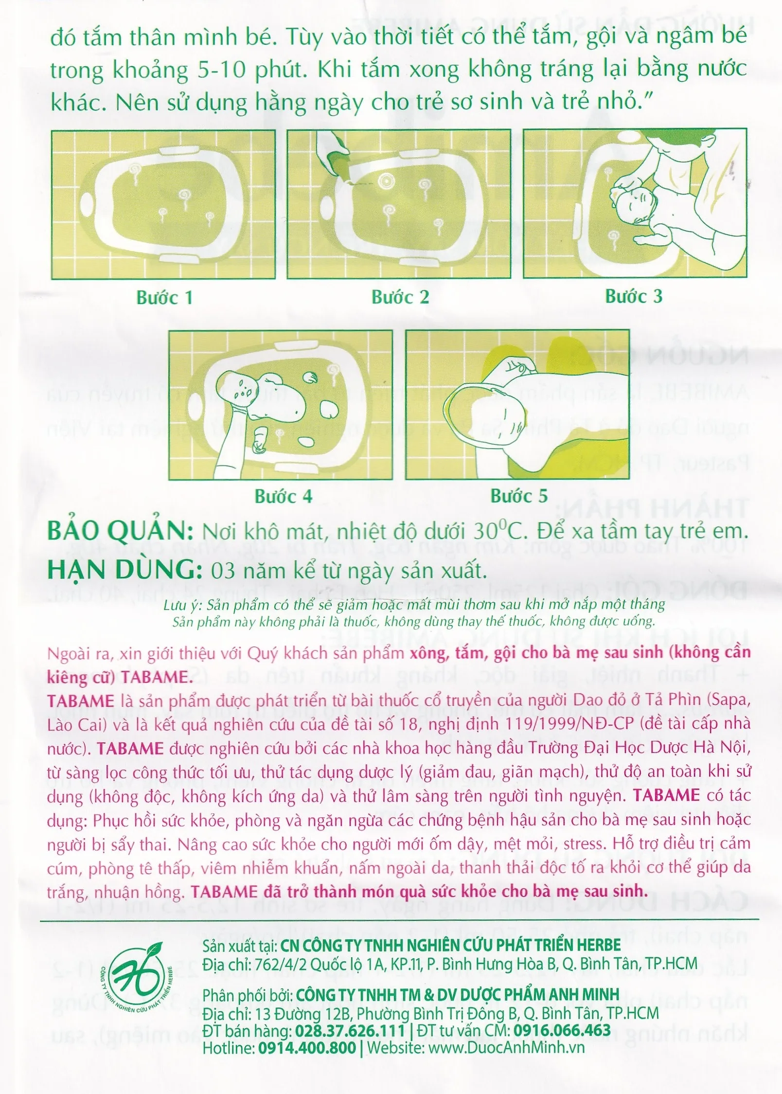 Hình ảnh Nước tắm trẻ em Amibebe Herbe phòng và hỗ trợ điều trị rôm sảy (250ml)