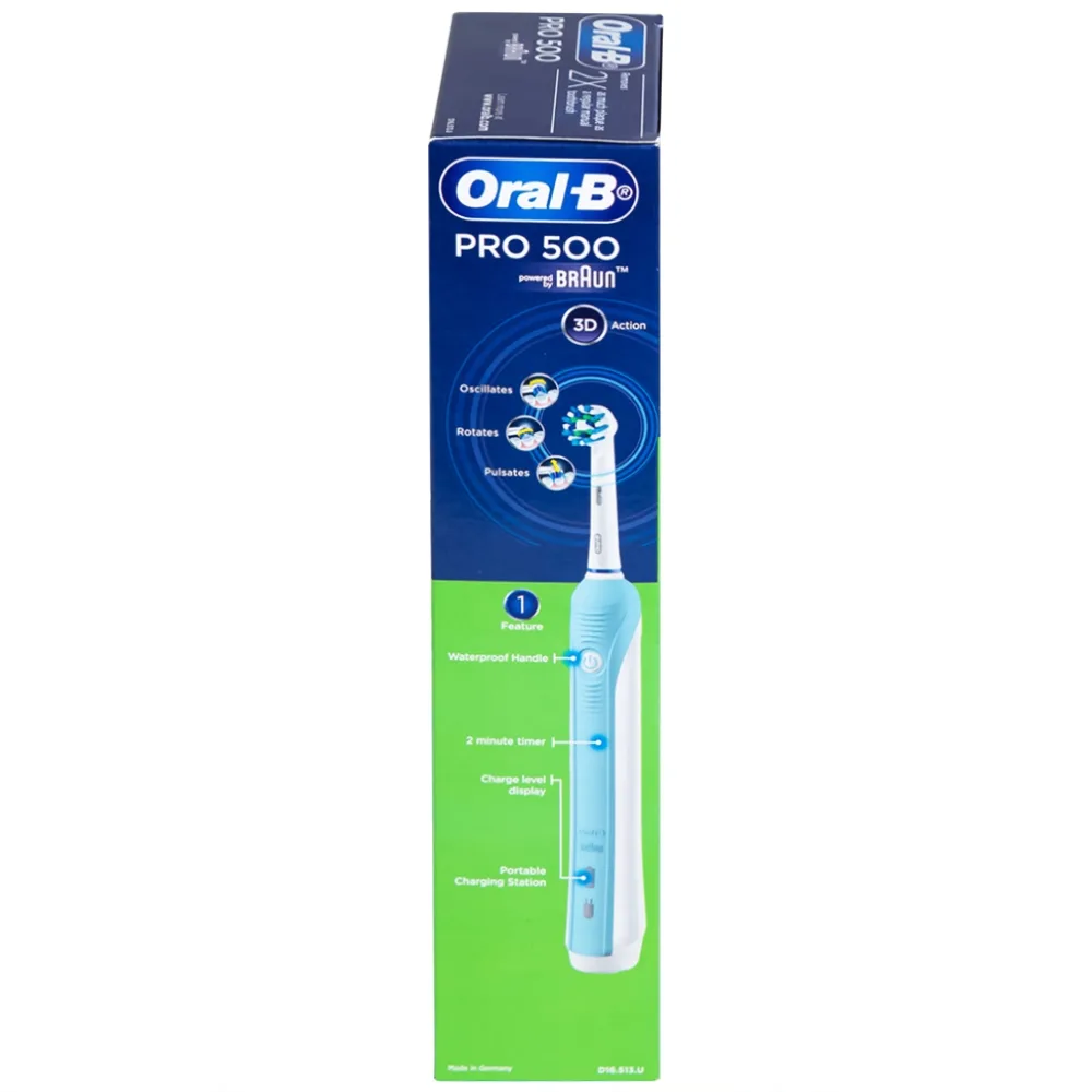 Hình ảnh Bàn chải đánh răng điện Oral-B Pro 500 Crossaction loại bỏ các mảng bám và vết ố trên răng