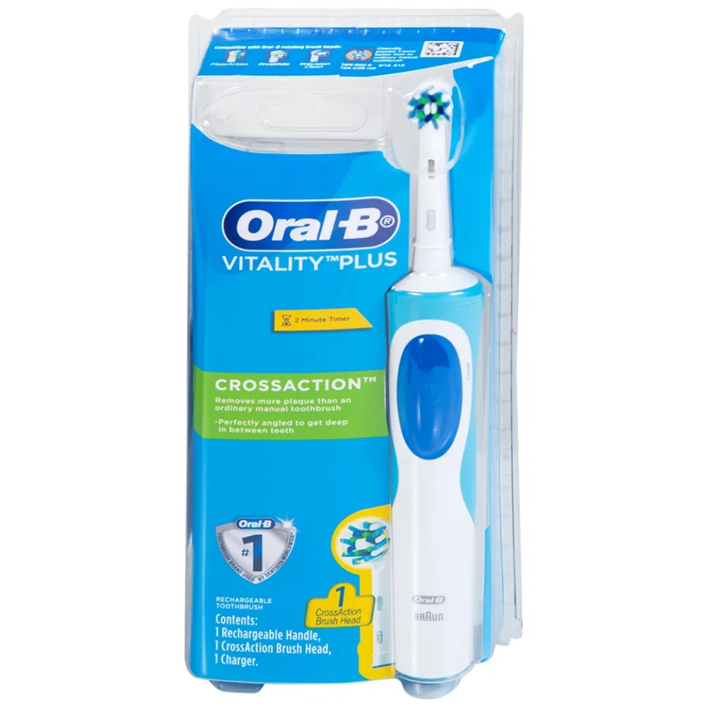 Hình ảnh Bàn chải đánh răng điện Oral-B Vitality Crossaction Blue làm sạch mảng bám trên răng