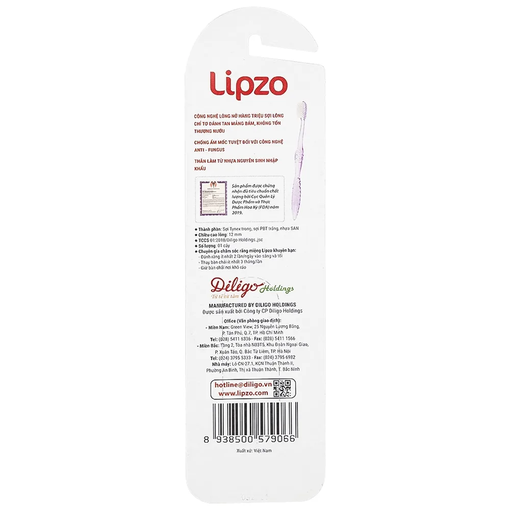 Hình ảnh Bàn chải đánh răng Lipzo Crystal Love For Girl loại bỏ các mảng bám, làm sạch răng miệng cho người lớn (1 cây)