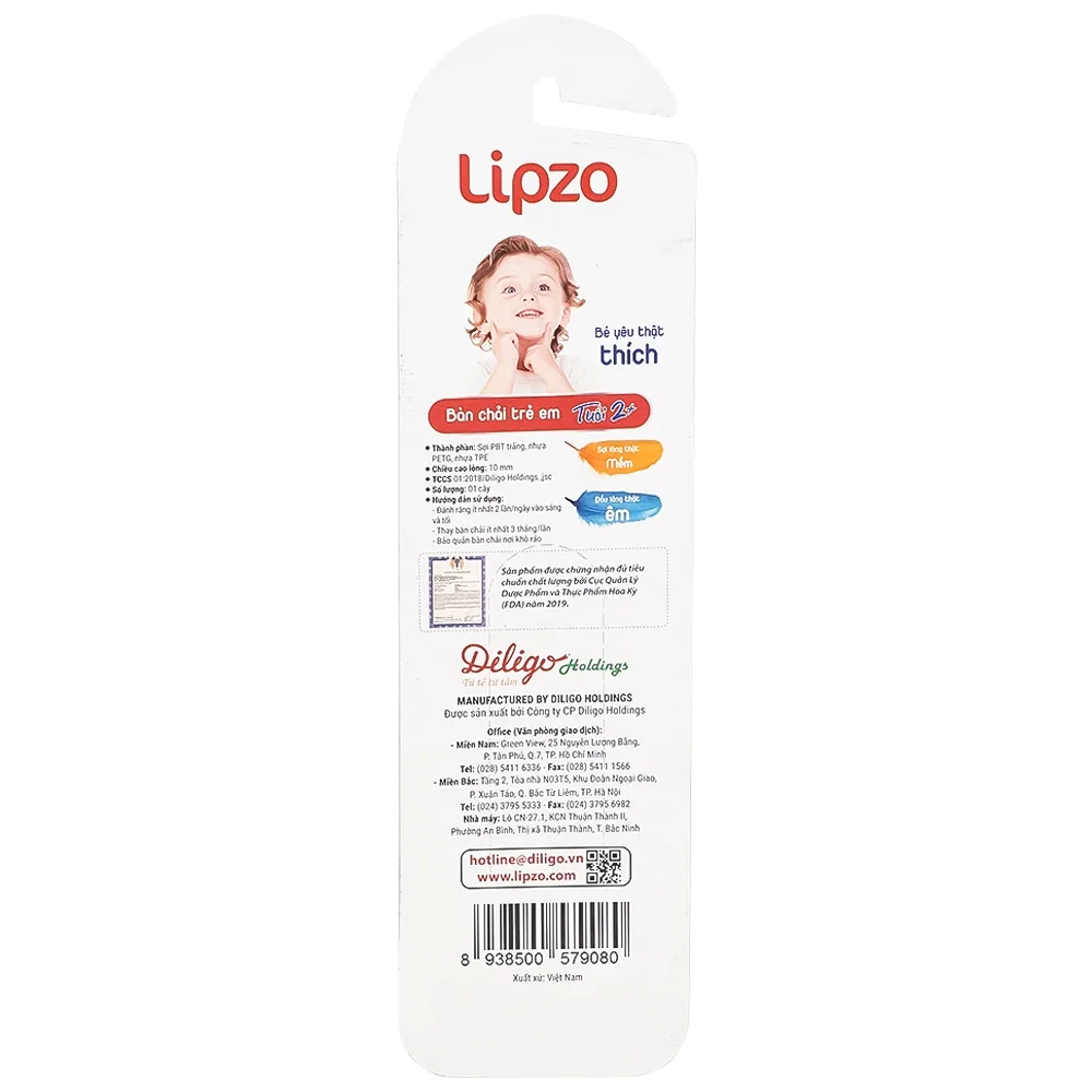 Hình ảnh Bàn chải đánh răng Lipzo Kids1 dùng làm sạch răng sữa cho trẻ em từ 1-5 tuổi (1 cây)