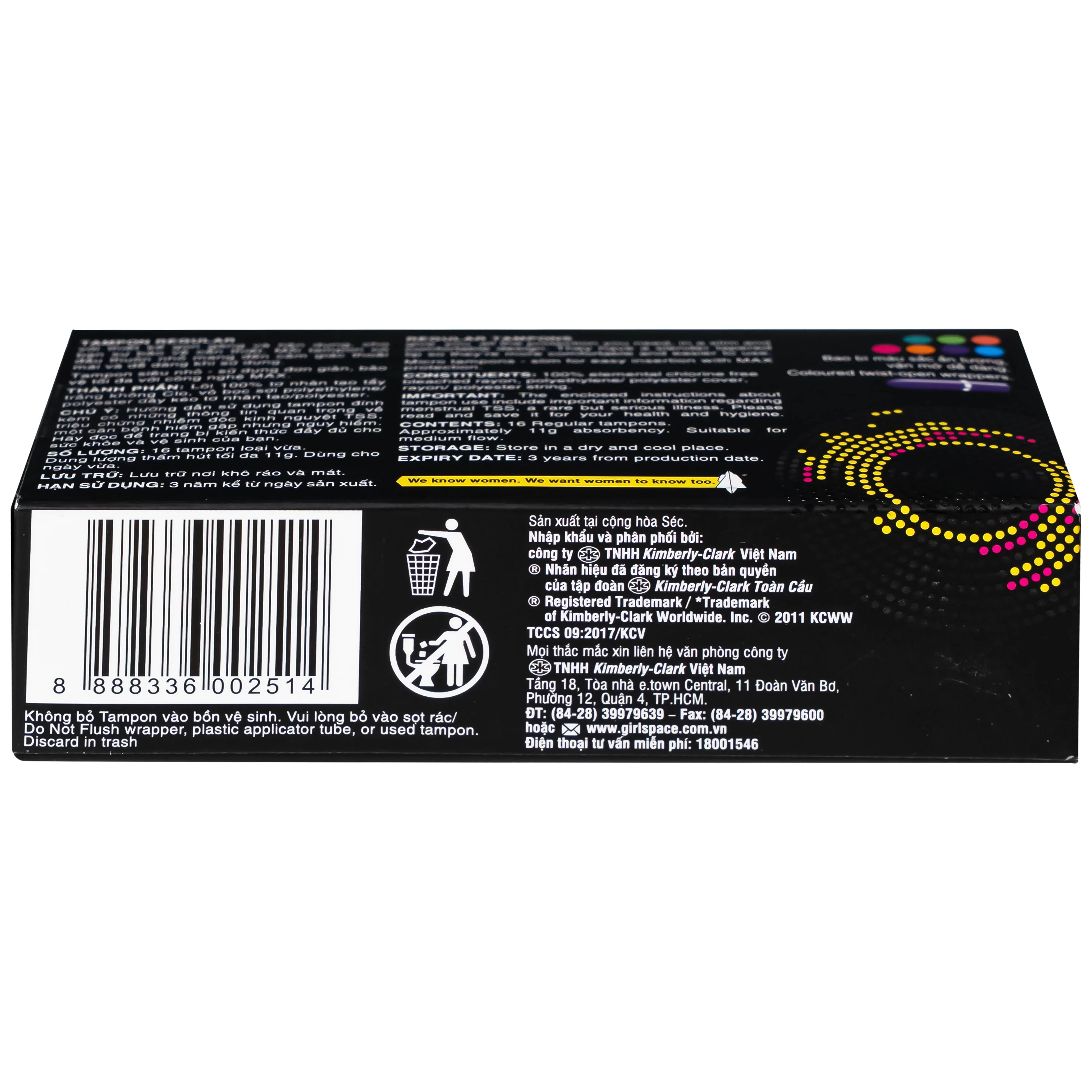Hình ảnh Băng vệ sinh dạng tampons Kotex loại vừa (Hộp 16 miếng)
