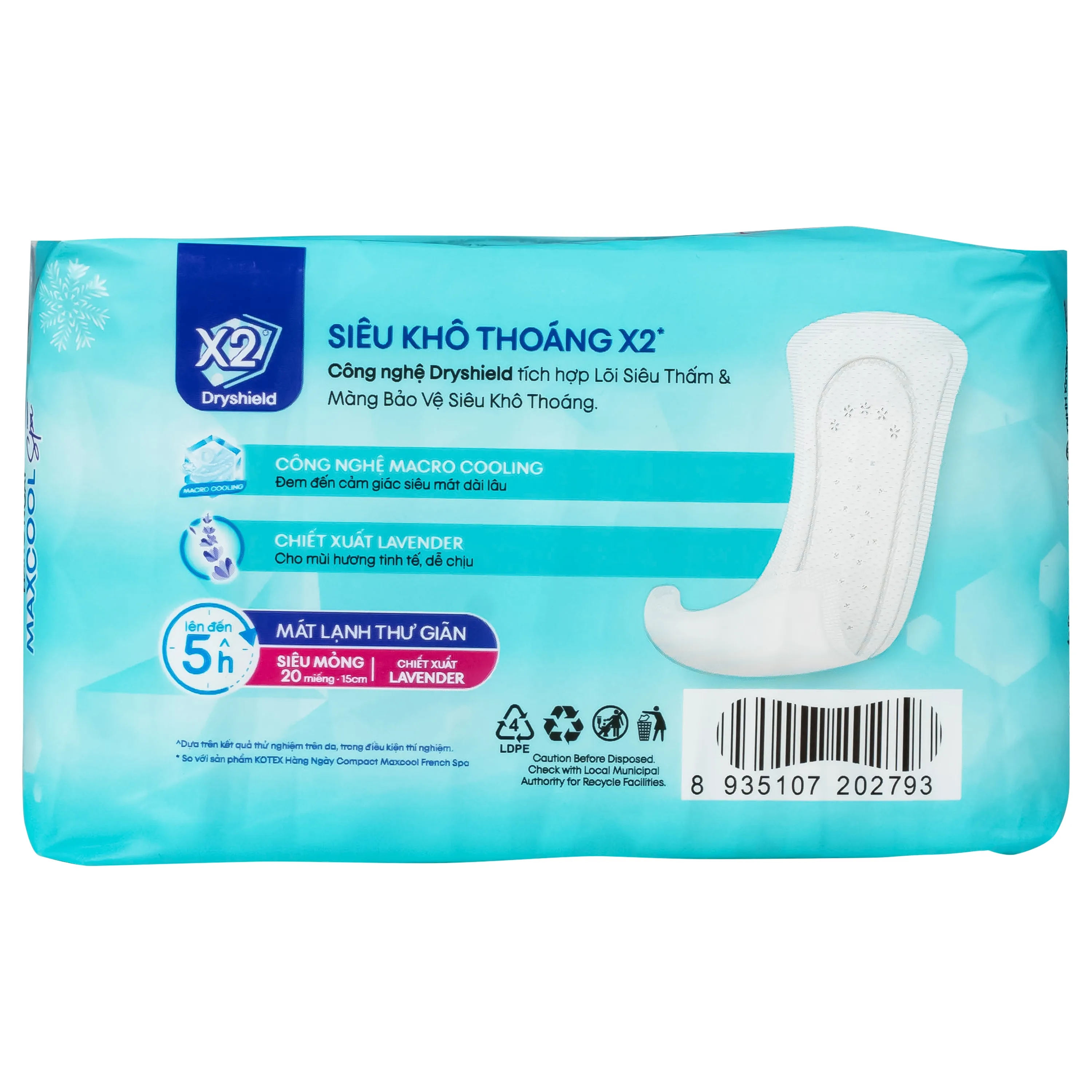Hình ảnh Băng vệ sinh Kotex hàng ngày maxcool french spa (Gói 20 miếng)