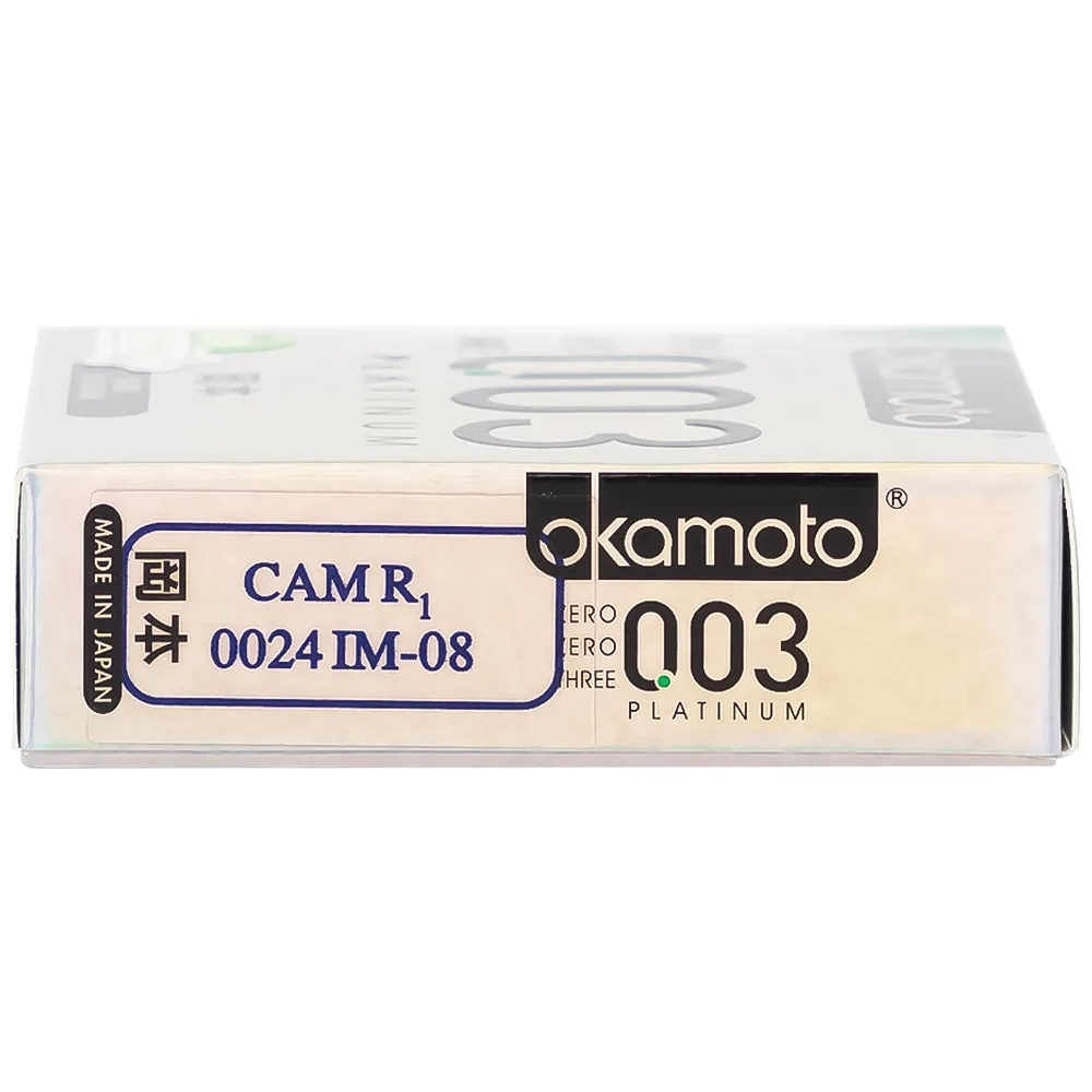 Hình ảnh Bao cao su Okamoto 0.03 Platinum trong suốt, mềm mại, dùng để phòng tránh thai và ngăn ngừa HIV (3 cái)
