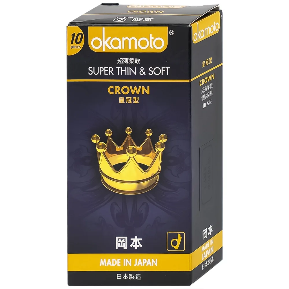 Hình ảnh Bao cao su Okamoto Crown kích cỡ nhỏ, siêu mỏng, mềm mại dùng để phòng tránh thai và ngăn ngừa HIV (10 cái)