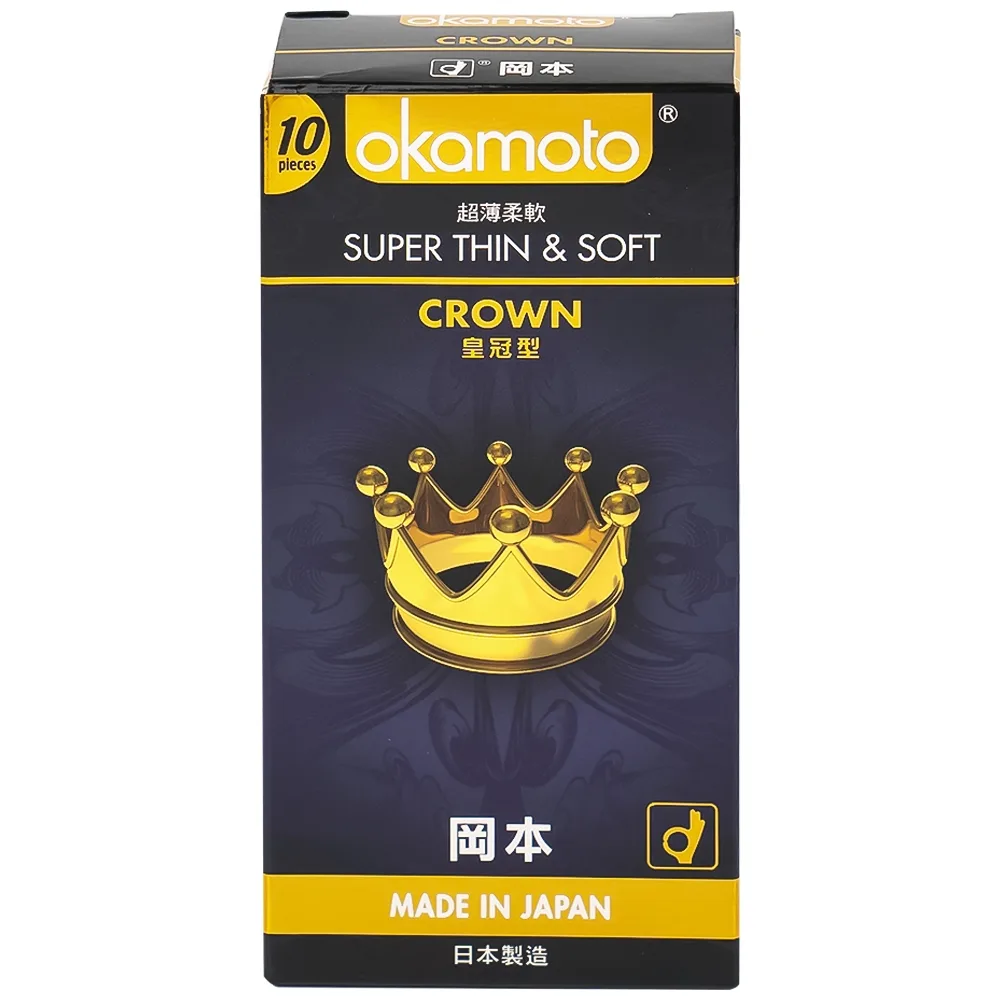 Hình ảnh Bao cao su Okamoto Crown kích cỡ nhỏ, siêu mỏng, mềm mại dùng để phòng tránh thai và ngăn ngừa HIV (10 cái)