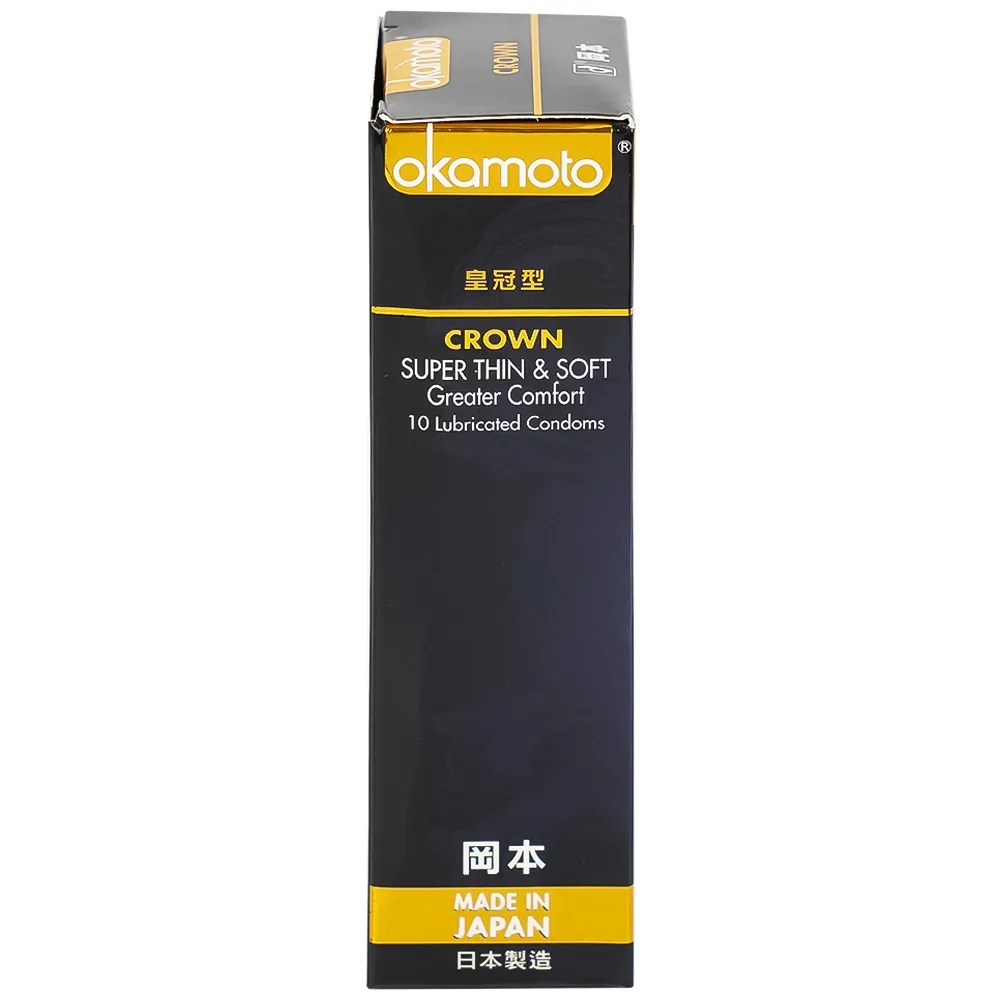 Hình ảnh Bao cao su Okamoto Crown kích cỡ nhỏ, siêu mỏng, mềm mại dùng để phòng tránh thai và ngăn ngừa HIV (10 cái)