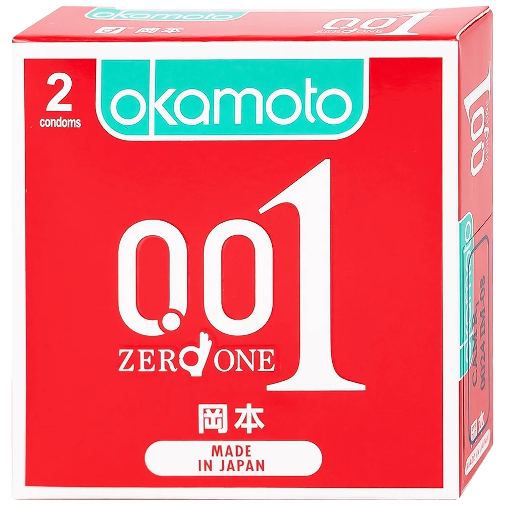 Hình ảnh Bao cao su Okamoto 0.01 PU phòng tránh thai, ngăn ngừa HIV và các bệnh lây qua đường tình dục (2 cái)