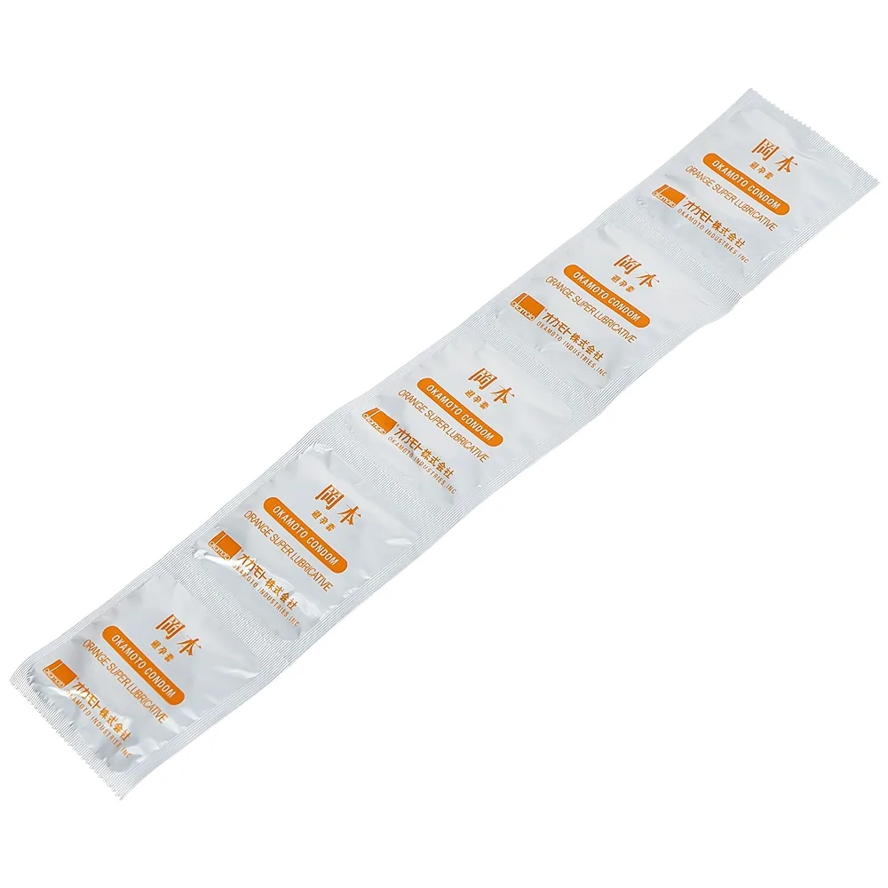 Hình ảnh Bao cao su Okamoto Skinless skin Orange mềm mại, dẻo dai (10 cái)