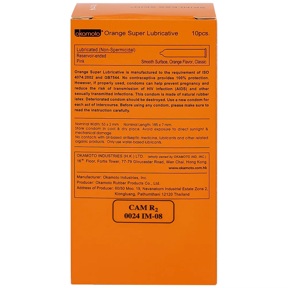 Hình ảnh Bao cao su Okamoto Skinless skin Orange mềm mại, dẻo dai (10 cái)