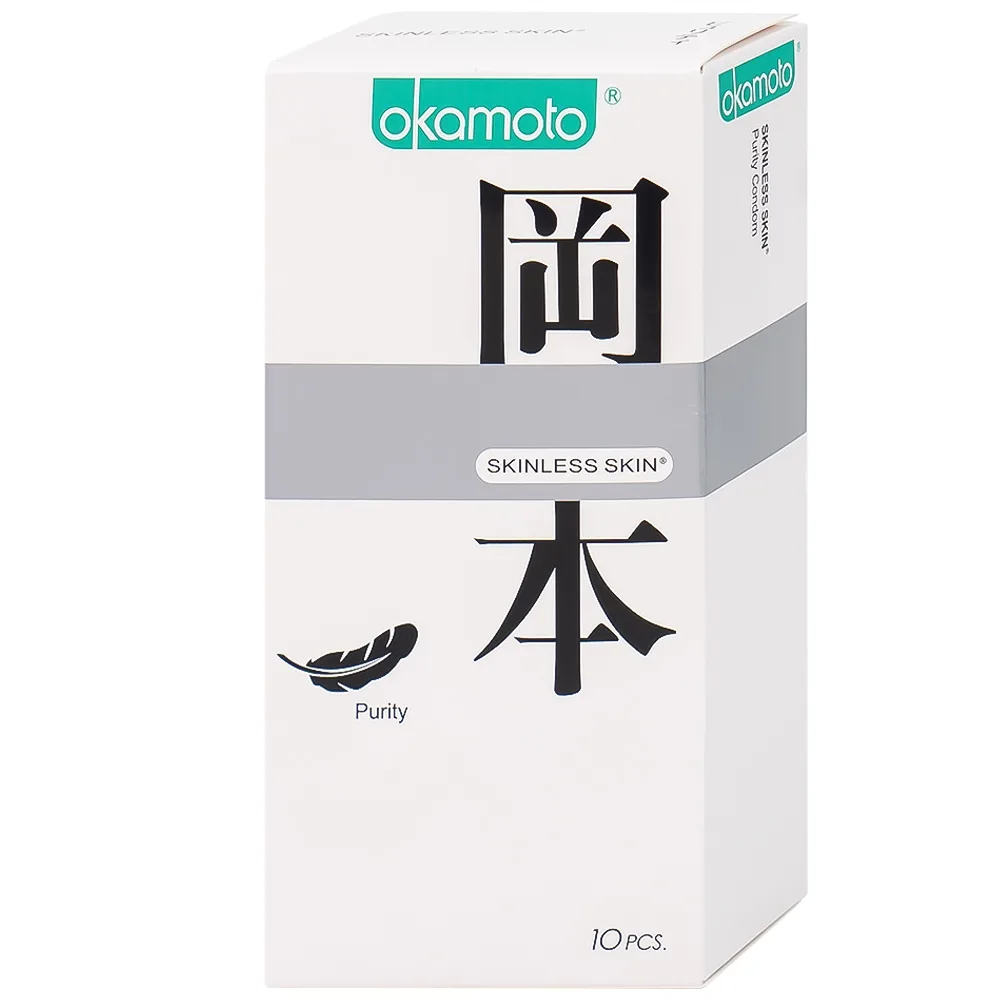 Hình ảnh Bao cao su Okamoto Skinless Skin Purity không mùi, tinh khiết, dùng để phòng tránh thai và ngăn ngừa HIV (10 cái)