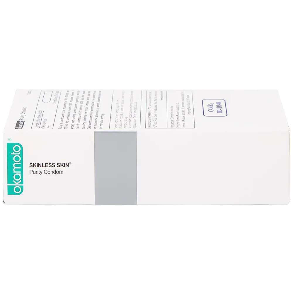 Hình ảnh Bao cao su Okamoto Skinless Skin Purity không mùi, tinh khiết, dùng để phòng tránh thai và ngăn ngừa HIV (10 cái)