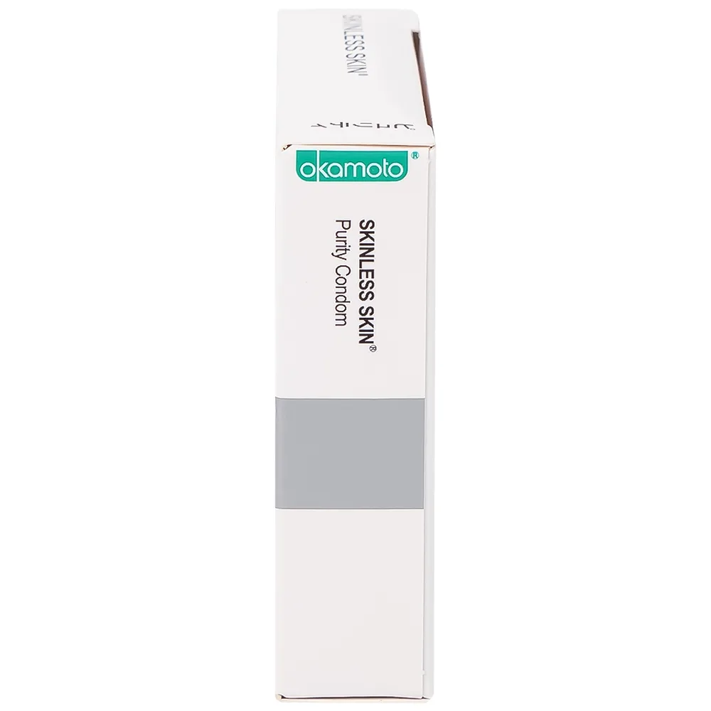 Hình ảnh Bao cao su Okamoto Skinless Skin Purity không mùi, tinh khiết, dùng để phòng tránh thai và ngăn ngừa HIV (3 cái)