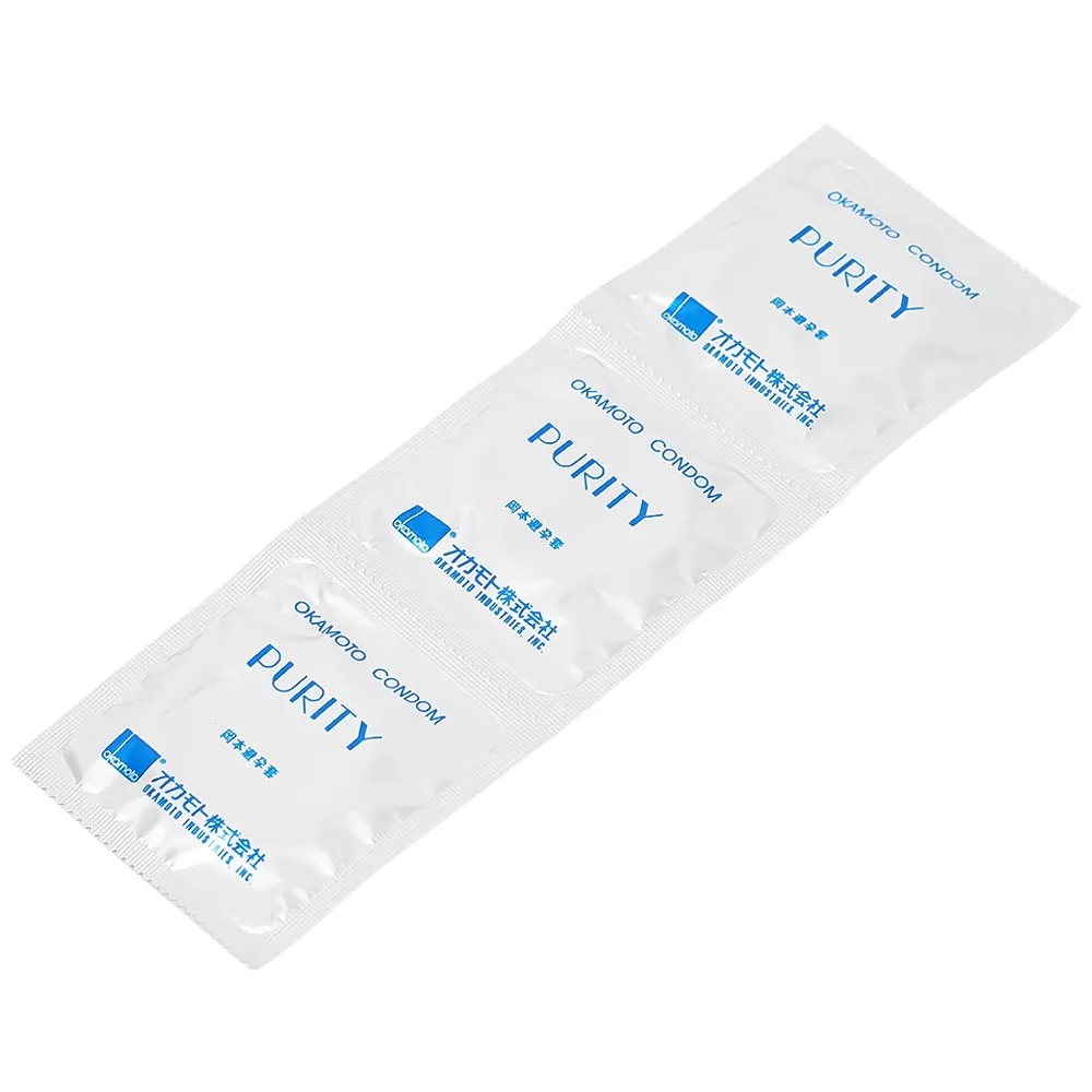 Hình ảnh Bao cao su Okamoto Skinless Skin Purity không mùi, tinh khiết, dùng để phòng tránh thai và ngăn ngừa HIV (3 cái)