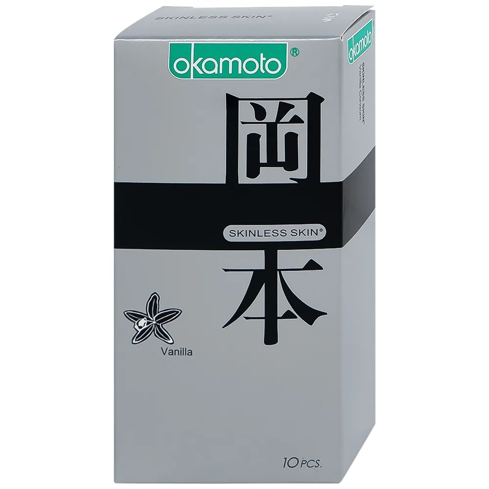 Hình ảnh Bao cao su Okamoto Skinless skin Vanilla mềm mại, dẻo dai (10 cái)