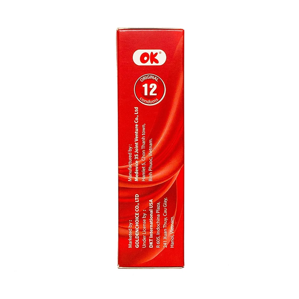 Hình ảnh Bao cao su OK Original không mùi, bổ sung chất bôi trơn và không chứa chất diệt tinh trùng (12 cái)