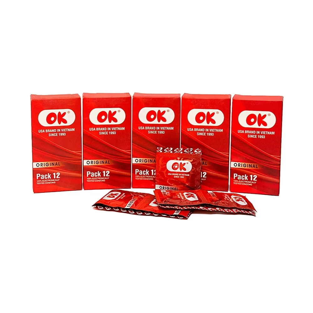 Hình ảnh Bao cao su OK Original không mùi, bổ sung chất bôi trơn và không chứa chất diệt tinh trùng (12 cái)