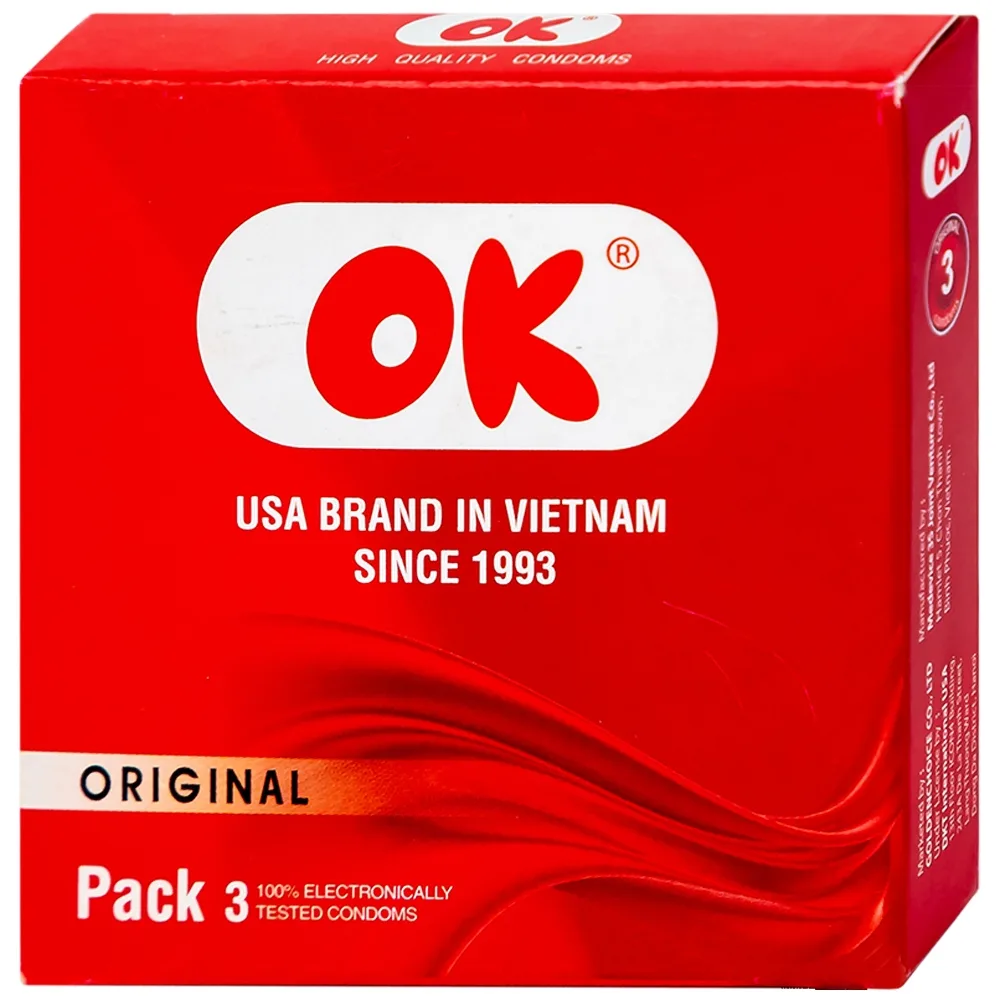 Hình ảnh Bao cao su OK Original không mùi, kích thước phù hợp giúp phòng tránh thai (3 cái)