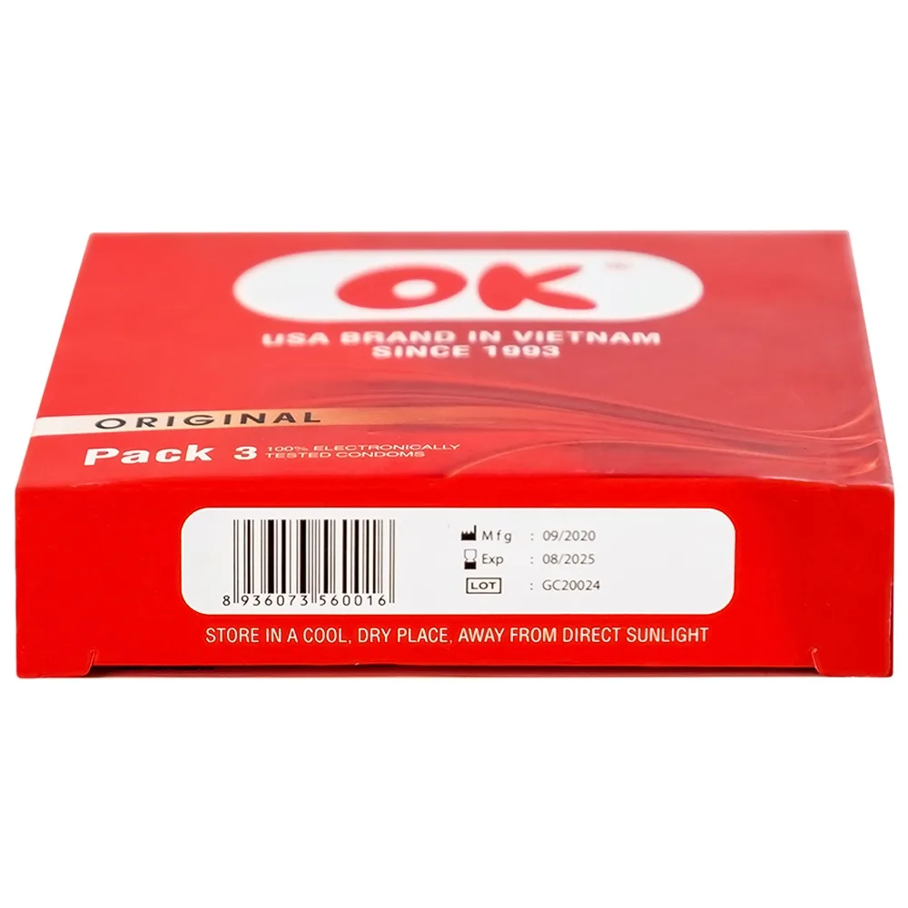 Hình ảnh Bao cao su OK Original không mùi, kích thước phù hợp giúp phòng tránh thai (3 cái)
