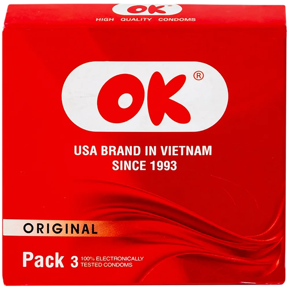Hình ảnh Bao cao su OK Original không mùi, kích thước phù hợp giúp phòng tránh thai (3 cái)