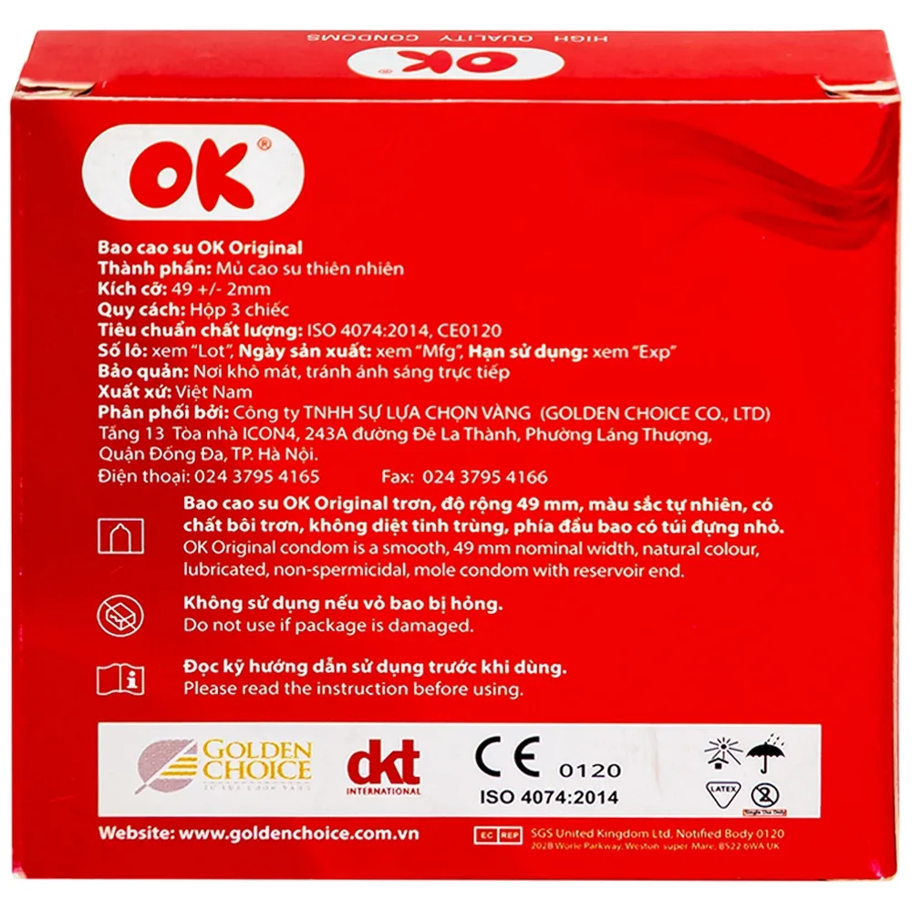 Hình ảnh Bao cao su OK Original không mùi, kích thước phù hợp giúp phòng tránh thai (3 cái)