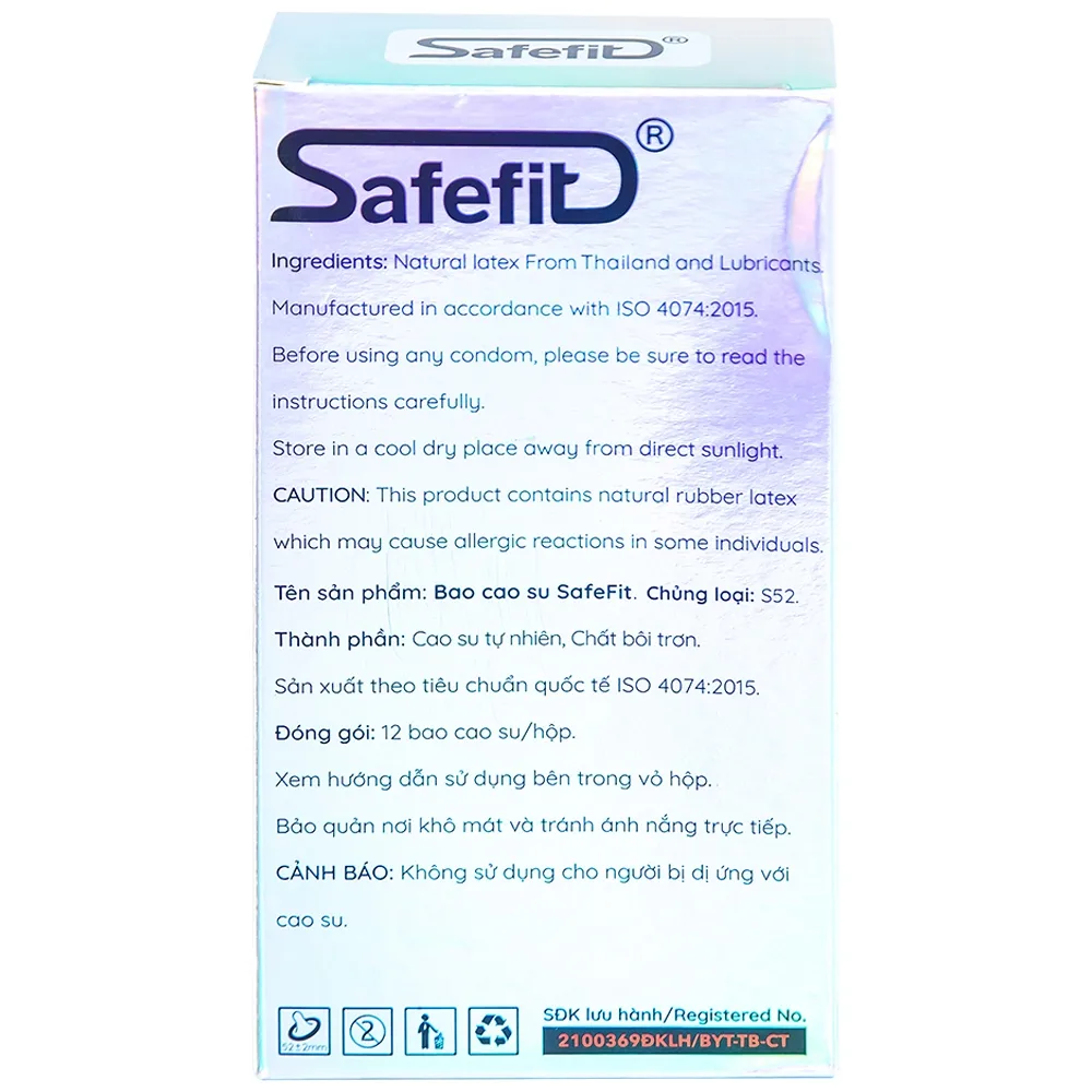 Hình ảnh Bao cao su Safefit 003 S52 siêu mỏng, không gây kích ứng, có chất bôi trơn (12 cái) 