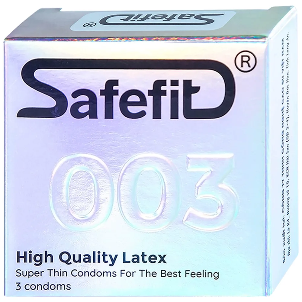 Hình ảnh Bao cao su Safefit 003 S52 siêu mỏng, không gây dị ứng, nhiều chất bôi trơn (3 cái)