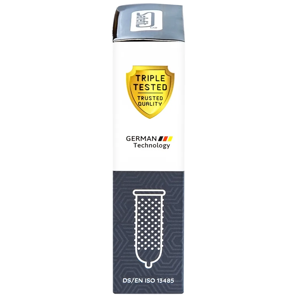 Hình ảnh Bao cao su Safefit Dots Long Lasting S52 có vòng gân, hạt nổi, thắt chống tuột (12 cái)