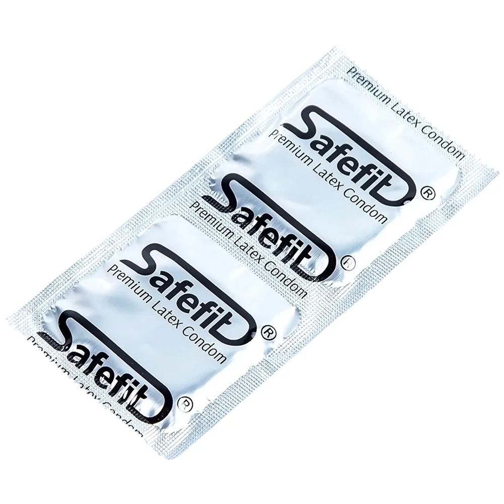 Hình ảnh Bao cao su Safefit Dots Long Lasting S52 có vòng gân, hạt nổi, thắt chống tuột (12 cái)