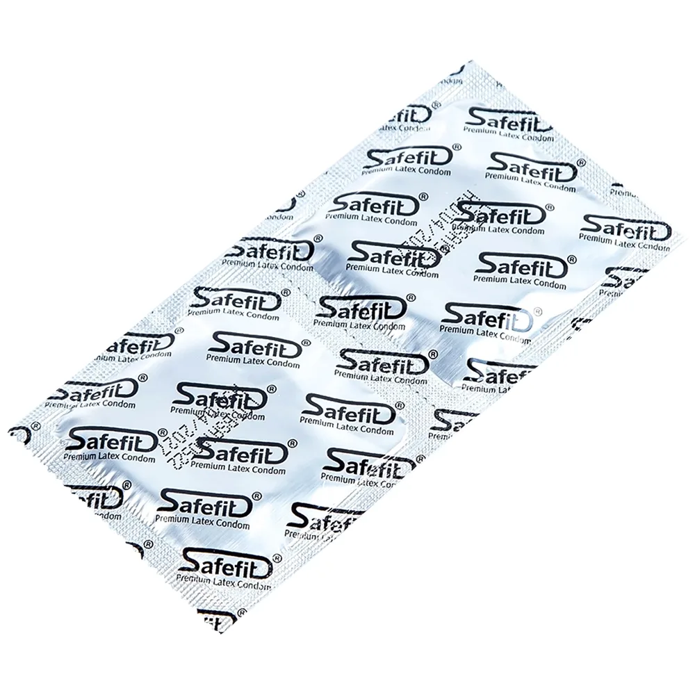 Hình ảnh Bao cao su Safefit Dots Long Lasting S52 có vòng gân, hạt nổi, thắt chống tuột (12 cái)