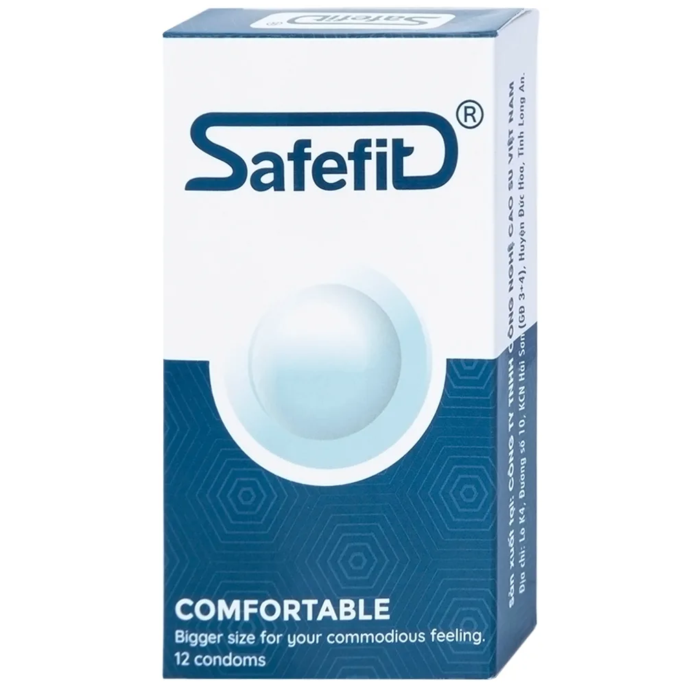 Hình ảnh Bao cao su Safefit Comfortable S52 không mùi khó chịu, độ bền cao, khả năng co giãn tốt, chất bôi trơn (12 cái)