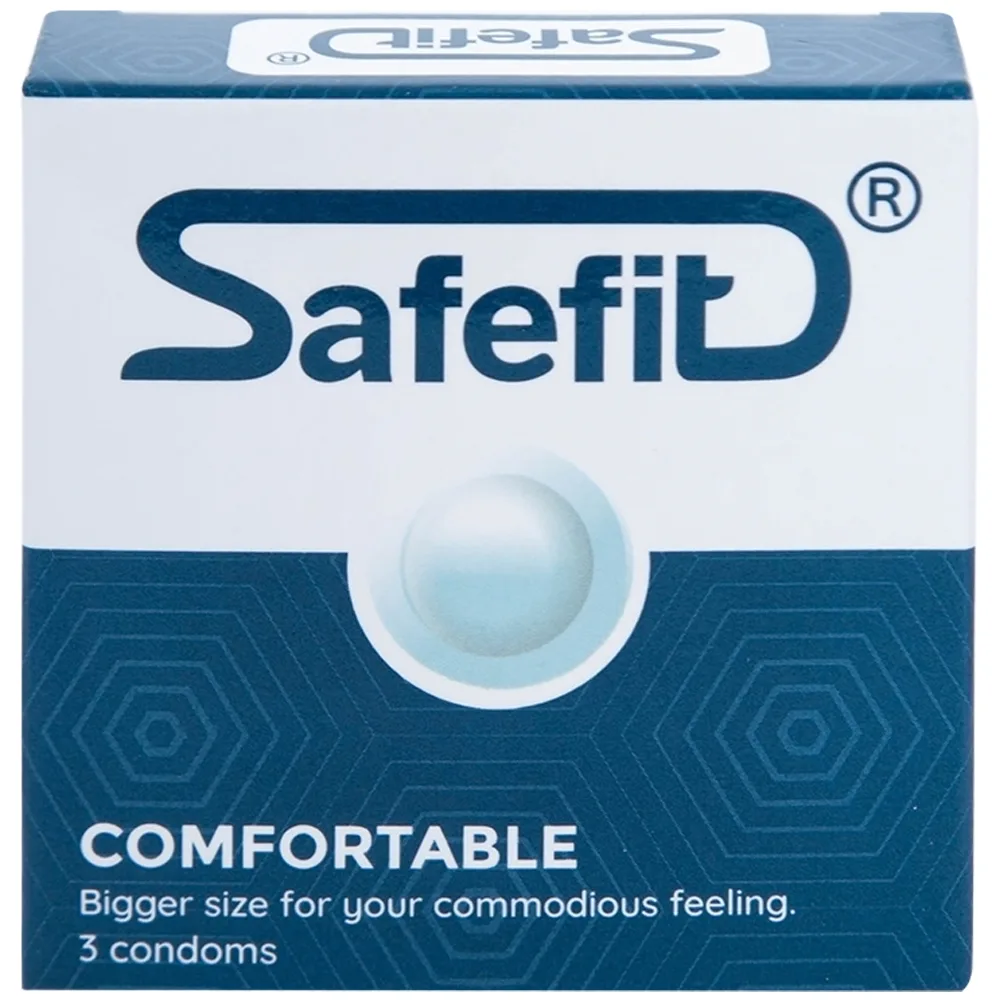 Hình ảnh Bao cao su Safefit Comfortable S52 không mùi khó chịu, độ bền cao, khả năng co giãn tốt, chất bôi trơn (3 cái)