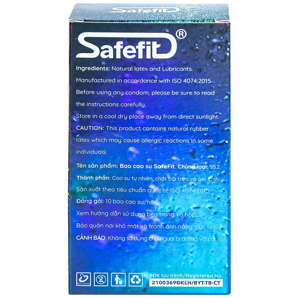 Hình ảnh Bao cao su Safefit Freezer Max S52 chứa nhiều gel làm mát, kéo dài thời gian (10 cái)