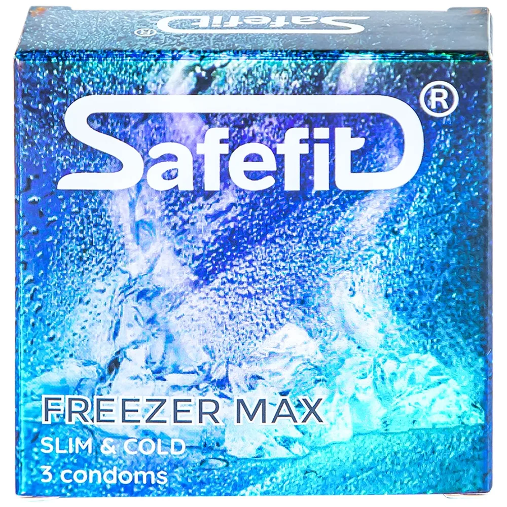 Hình ảnh Bao cao su Safefit Freezer Max S52 chứa nhiều gel làm mát, kéo dài thời gian quan hệ (3 cái)