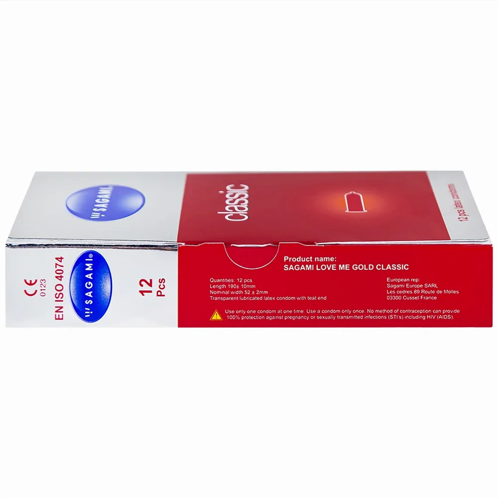 Hình ảnh Bao cao su Sagami Classic siêu mỏng, nhiều chất bôi trơn, không mùi (12 cái)