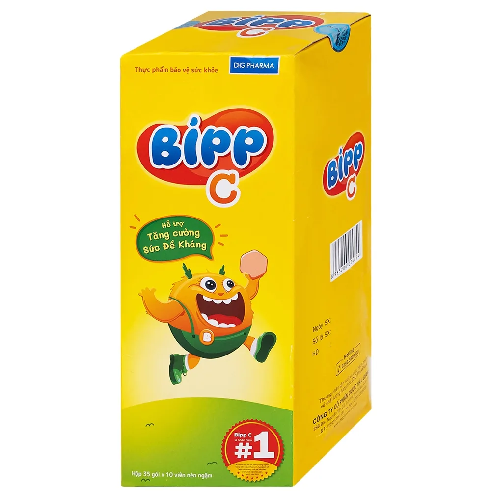 Hình ảnh Viên ngậm Bipp C DHG Pharma vị cam hỗ trợ tăng cường sức đề kháng (35 gói)