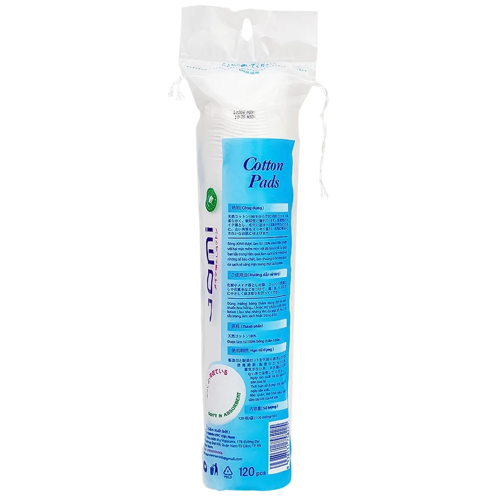 Hình ảnh Bông tẩy trang Jomi Cotton Pads siêu thấm, siêu mịn (120 miếng)