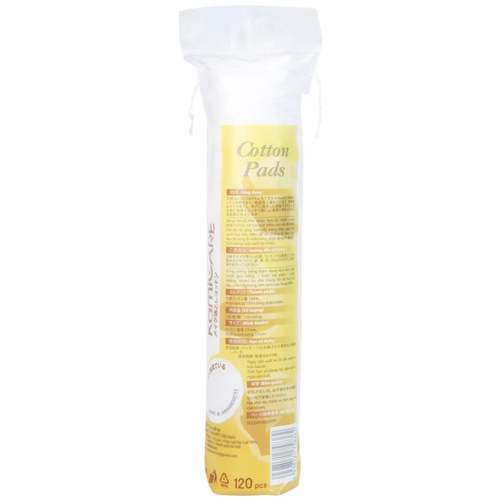 Hình ảnh Bông tẩy trang tròn KamiCare Cotton Pads thấm hút tốt giúp sạch bụi bẩn, tẩy tế bào chết trên da (120 miếng)