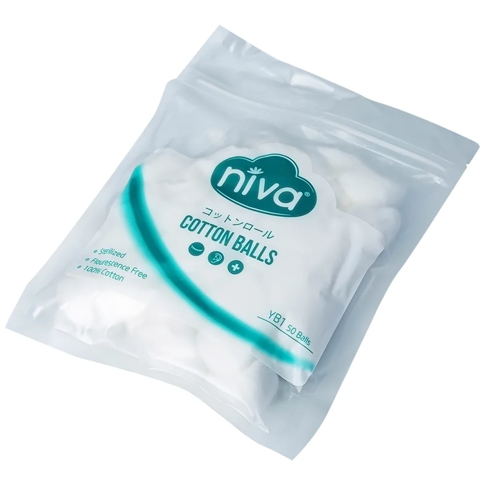 Hình ảnh Bông viên Niva YB1 làm sạch vết thương, thấm máu và dịch tiết (50 viên)
