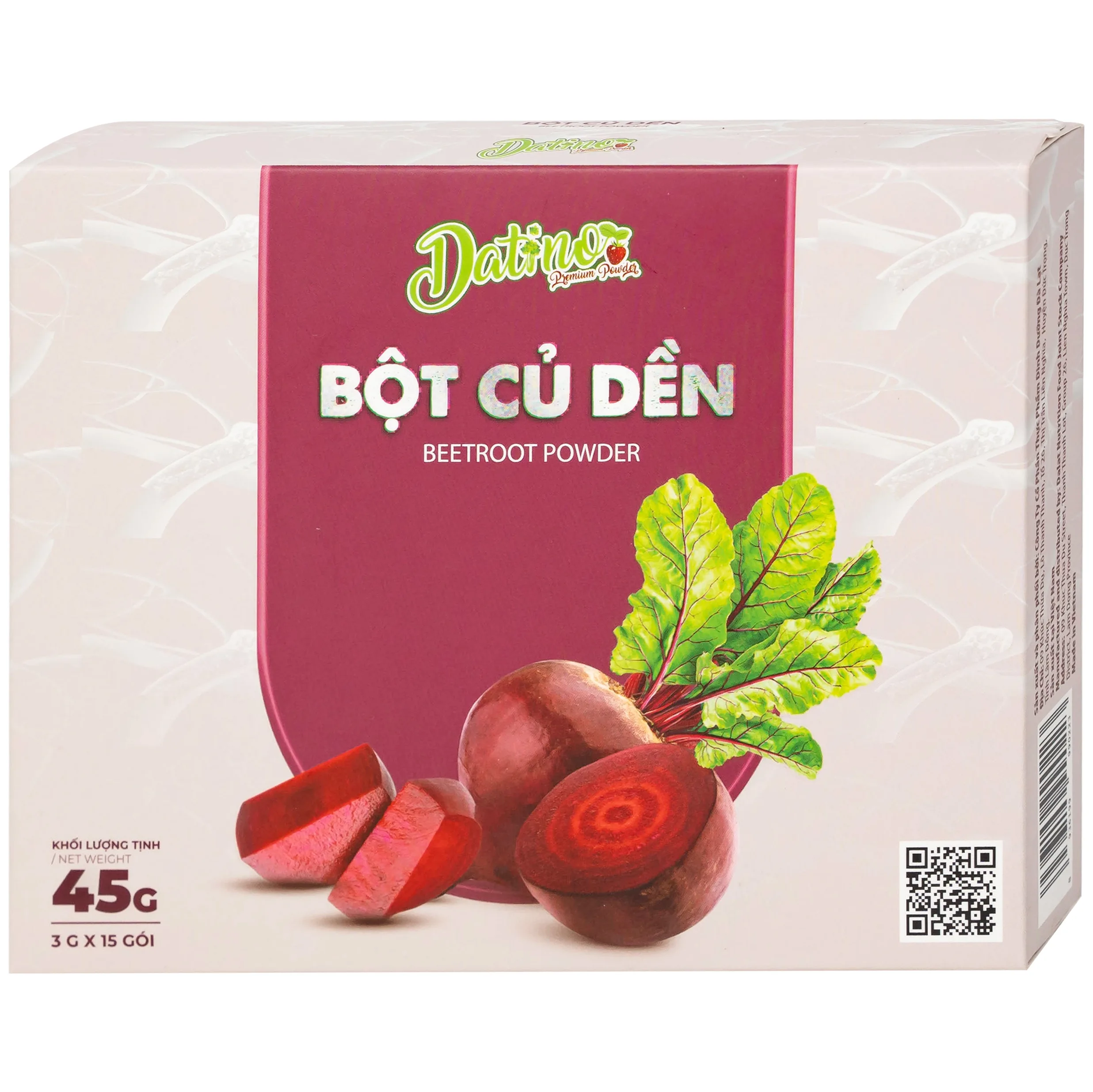 Hình ảnh Bột củ dền nguyên chất Datino 3g tác dụng thông tâm, mạnh tỳ, hạ khí, bổ nội tạng