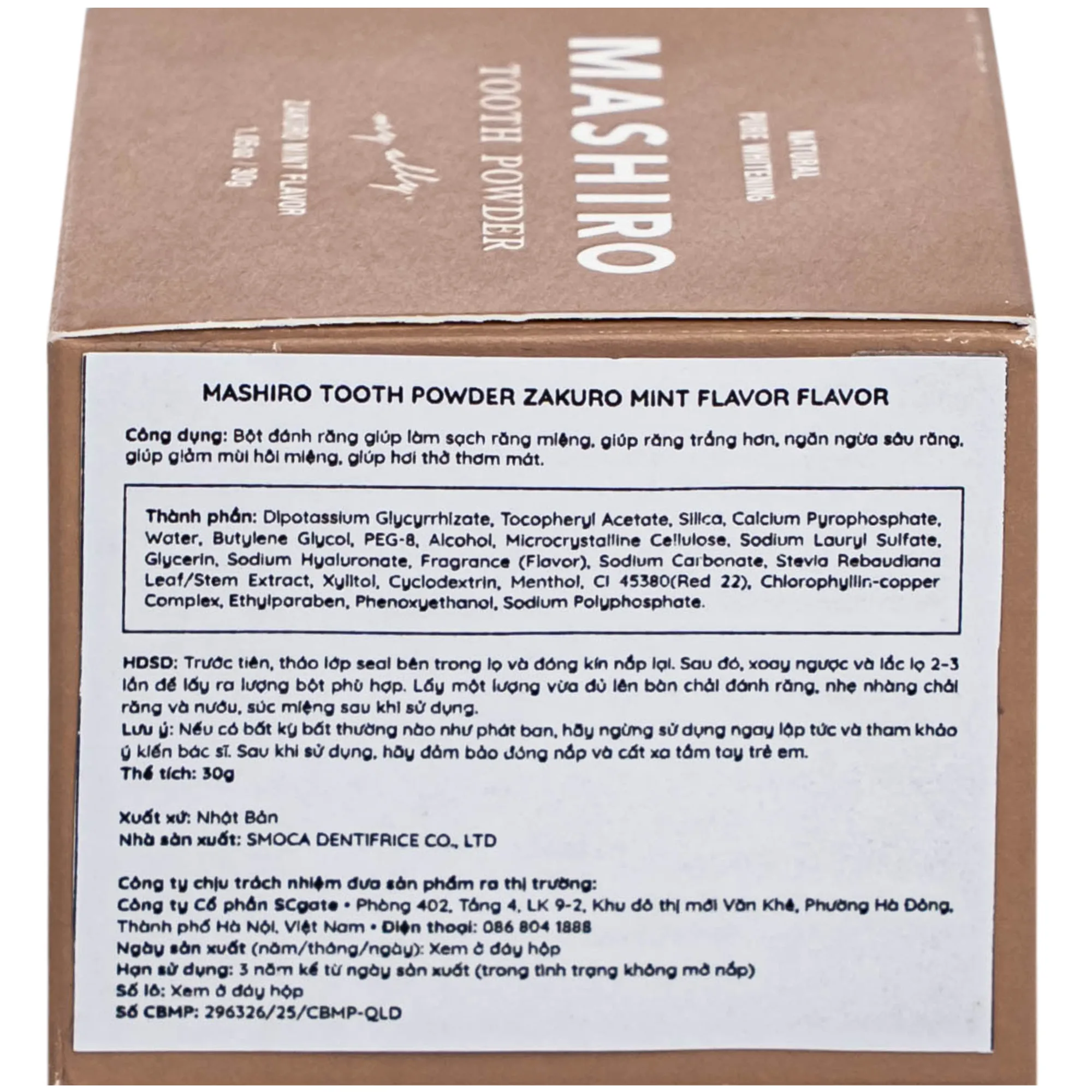 Hình ảnh Bột đánh trắng răng hương lựu bạc hà Mashiro Tooth Powder Zakuro Mint Flavor 30g