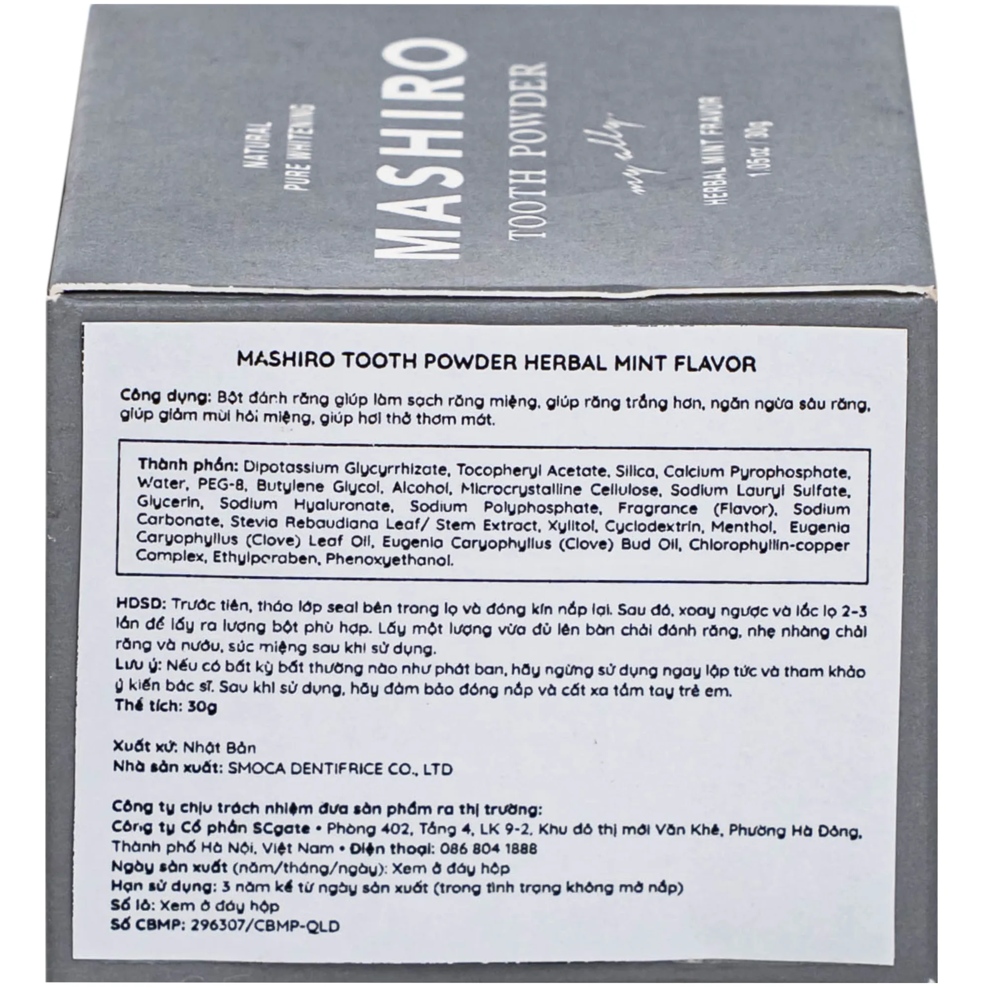 Hình ảnh Bột đánh trắng răng hương thảo mộc bạc hà Mashiro Tooth Powder Herbal Mint Flavor 30g