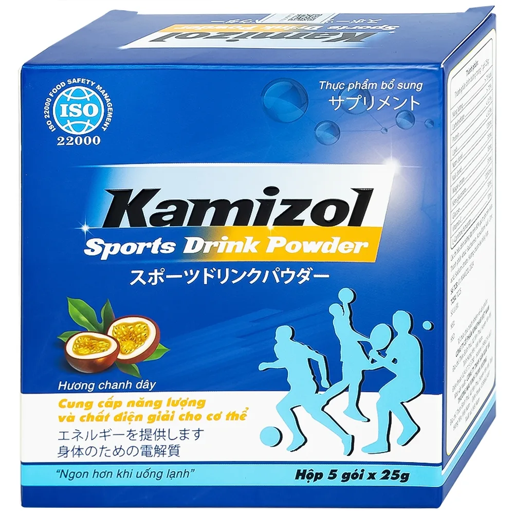 Hình ảnh Bột điện giải vị chanh dây Kamizol Sports Drink Powder 25g cung cấp năng lượng, chất điện giải cho cơ thể (5 gói)