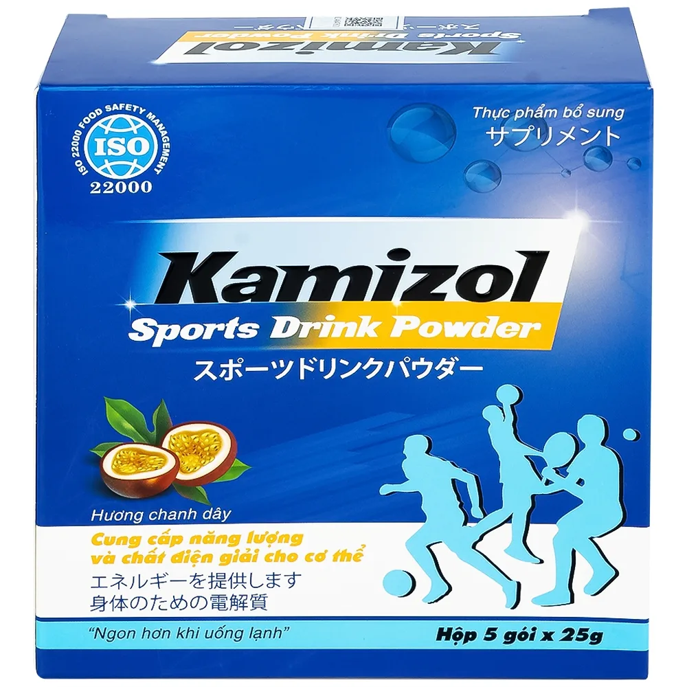 Hình ảnh Bột điện giải vị chanh dây Kamizol Sports Drink Powder 25g cung cấp năng lượng, chất điện giải cho cơ thể (5 gói)