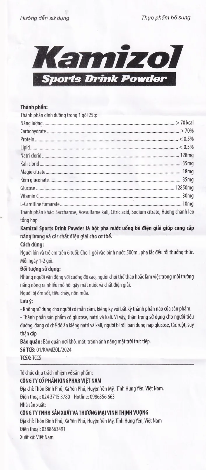 Hình ảnh Bột điện giải vị chanh dây Kamizol Sports Drink Powder 25g cung cấp năng lượng, chất điện giải cho cơ thể (5 gói)