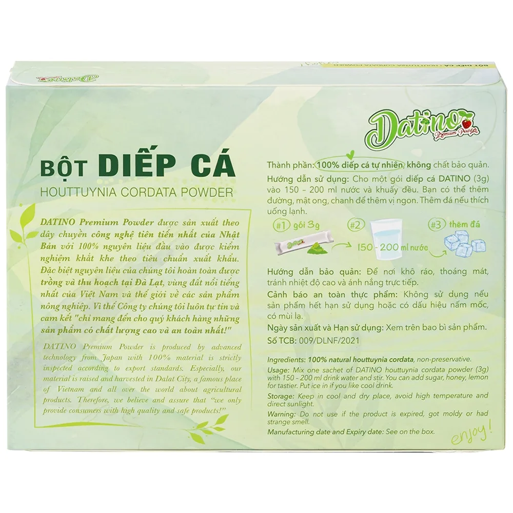 Hình ảnh Bột Diếp Cá nguyên chất Datino (3g x 15 gói)