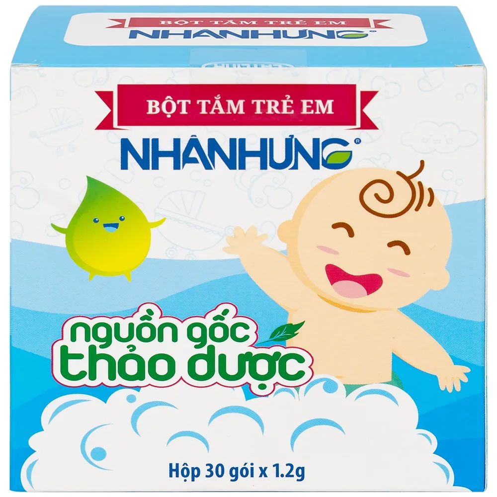 Hình ảnh Bột pha nước tắm trẻ em Nhân Hưng làm sạch da, kháng khuẩn (1g x 30 gói)
