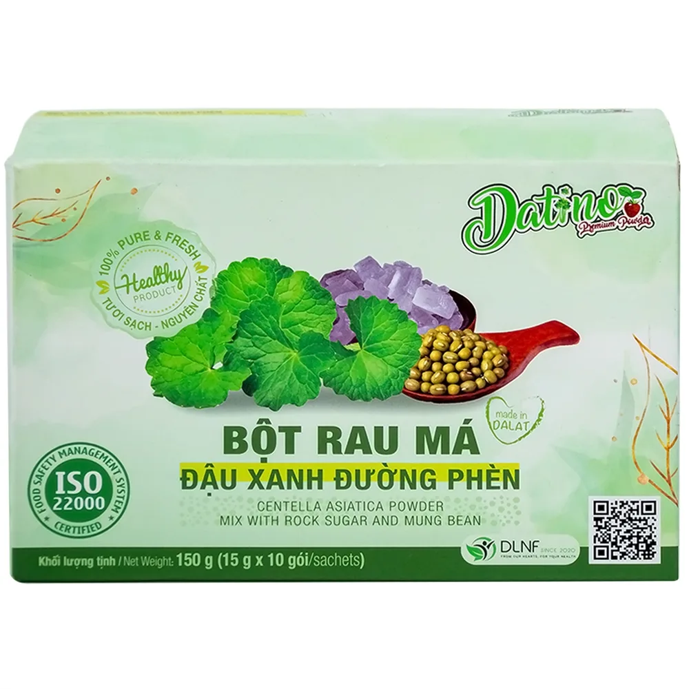 Hình ảnh Bột Rau Má Đậu Xanh Đường Phèn Datino (15g x 10 gói)